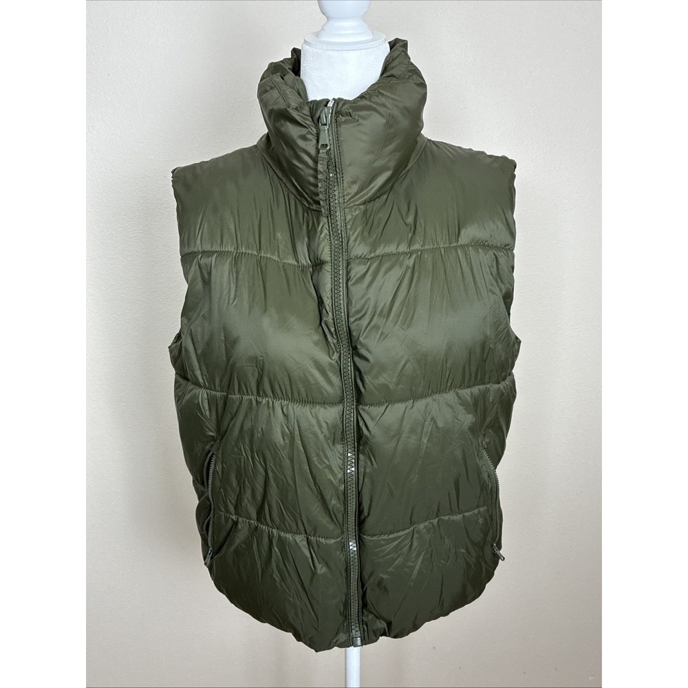 Old Navy Fashion Puffa Puffer Vest in Heritage Green Women's Size Large